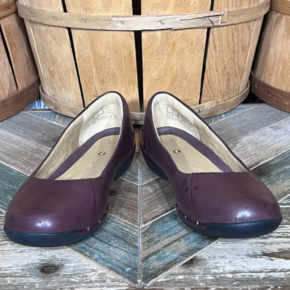 Clarks Unstructured Un Hearth Burgundy Leather Flats Loafers Womens Size 7.5 - Picture 7 of 11